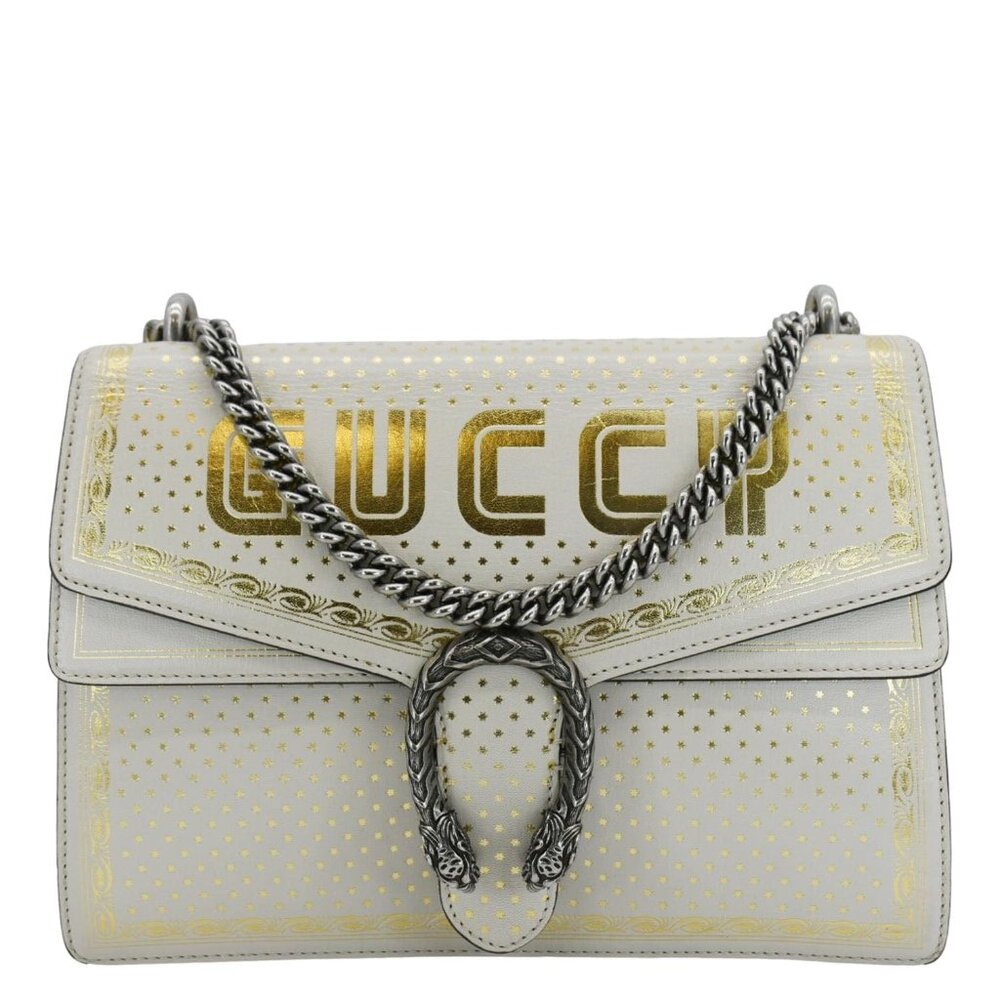 Gucci  X SEGA Dionysus Medium GUCCY Stars Leather Shoulder Bag White 400235
